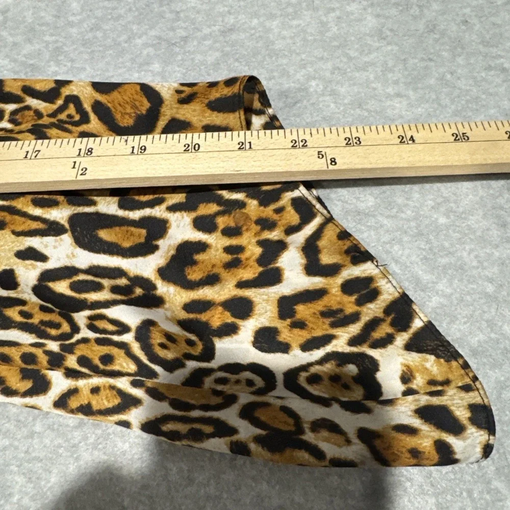 Boston Proper Top Womens 2 Brown Animal Print Mob Wife Satin Polyester - Picture 15 of 16